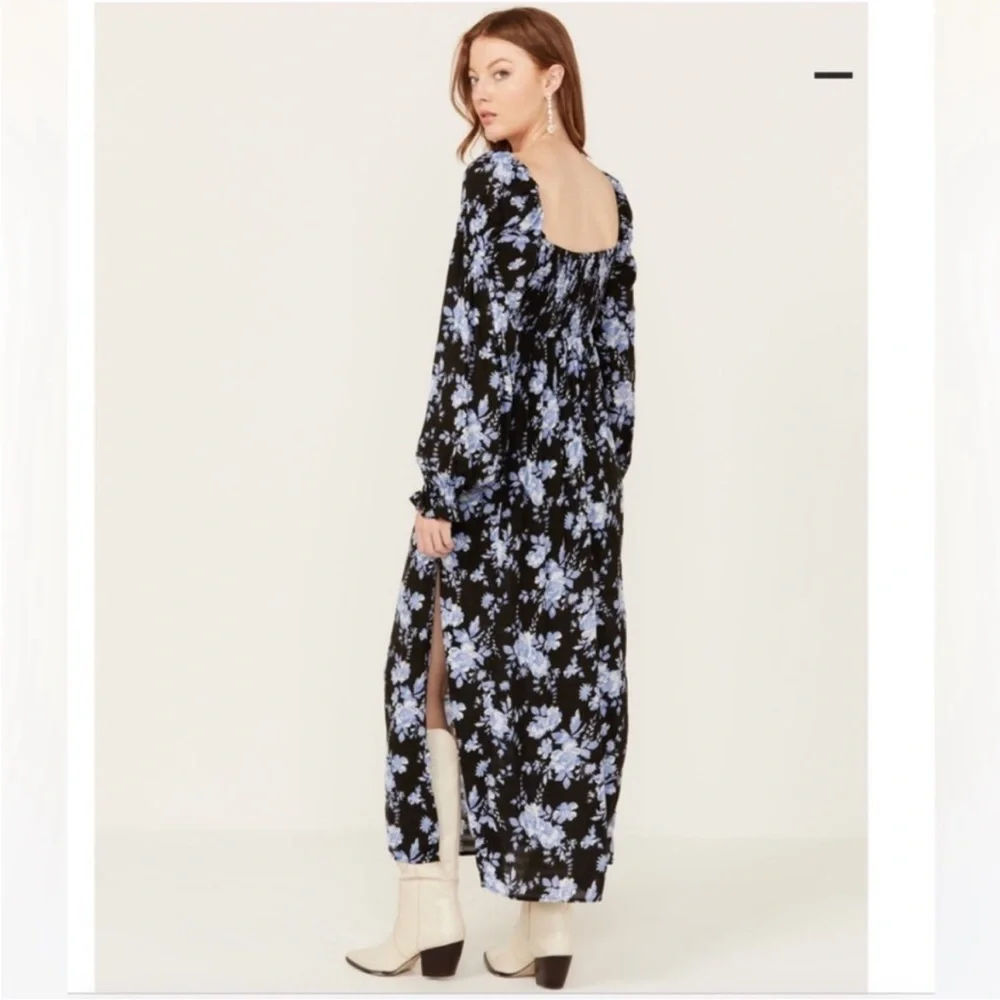 NWT Free People Jaymes Floral Print Square Neck Long Sleeves Midi Dress - Picture 6 of 14